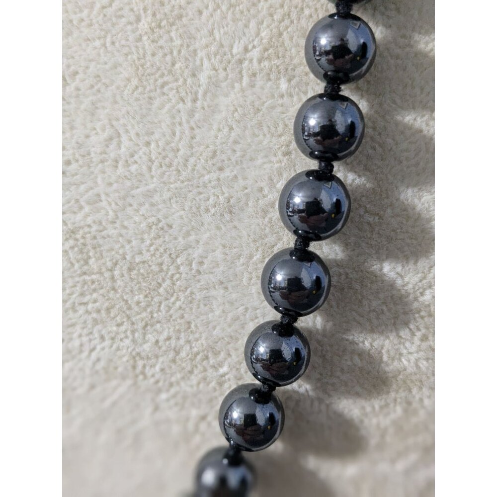 Hematite Beaded Necklace With Ornate Clasp - Picture 4 of 5